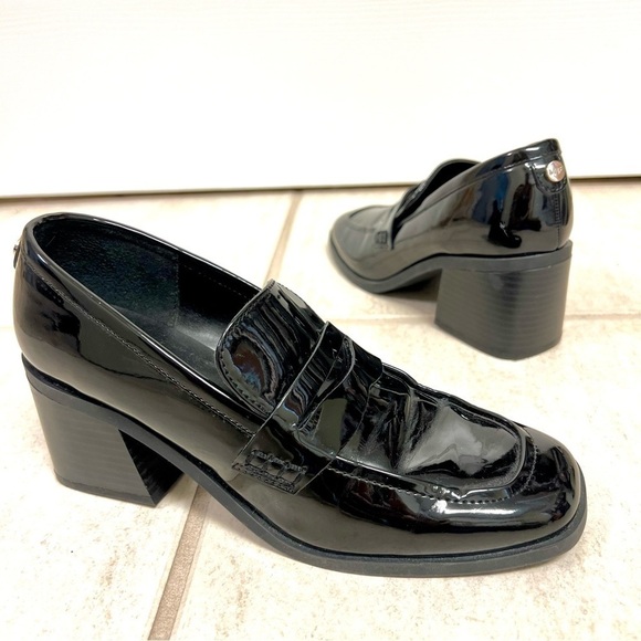 Marc Fisher Shoes - Marc Fisher Women's Kchris Loafer black patent leather size 6.5 blocked heel